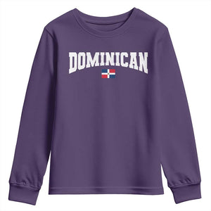 Vintage Dominican Republic Flag Youth Sweatshirt Retro Varsity Caribbean Pride Heritage Gift TS10 Purple Print Your Wear