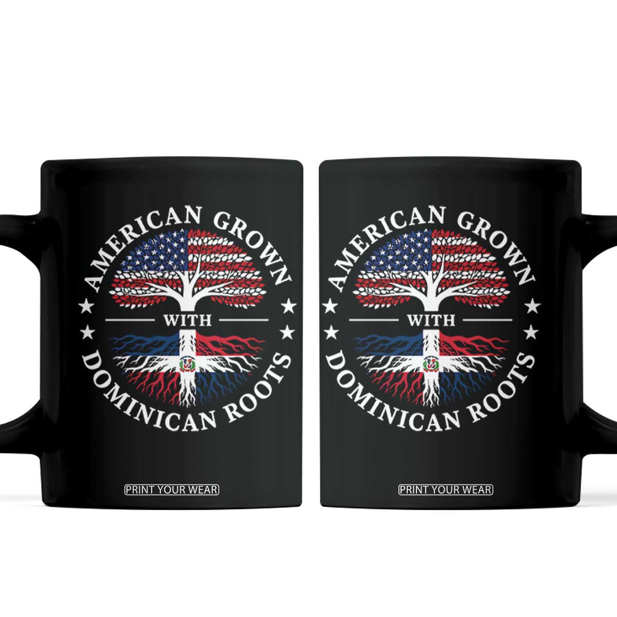 American Grown With Dominican Roots Coffee Mug USA Dominican Republic Heritage Pride Gift TS10 Black Print Your Wear