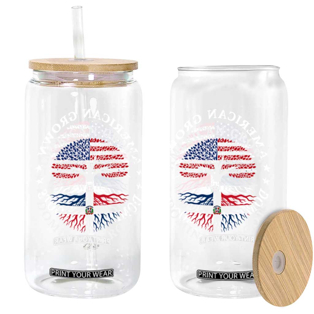 American Grown With Dominican Roots Glass Can USA Dominican Republic Heritage Pride Gift TS10 Print Your Wear