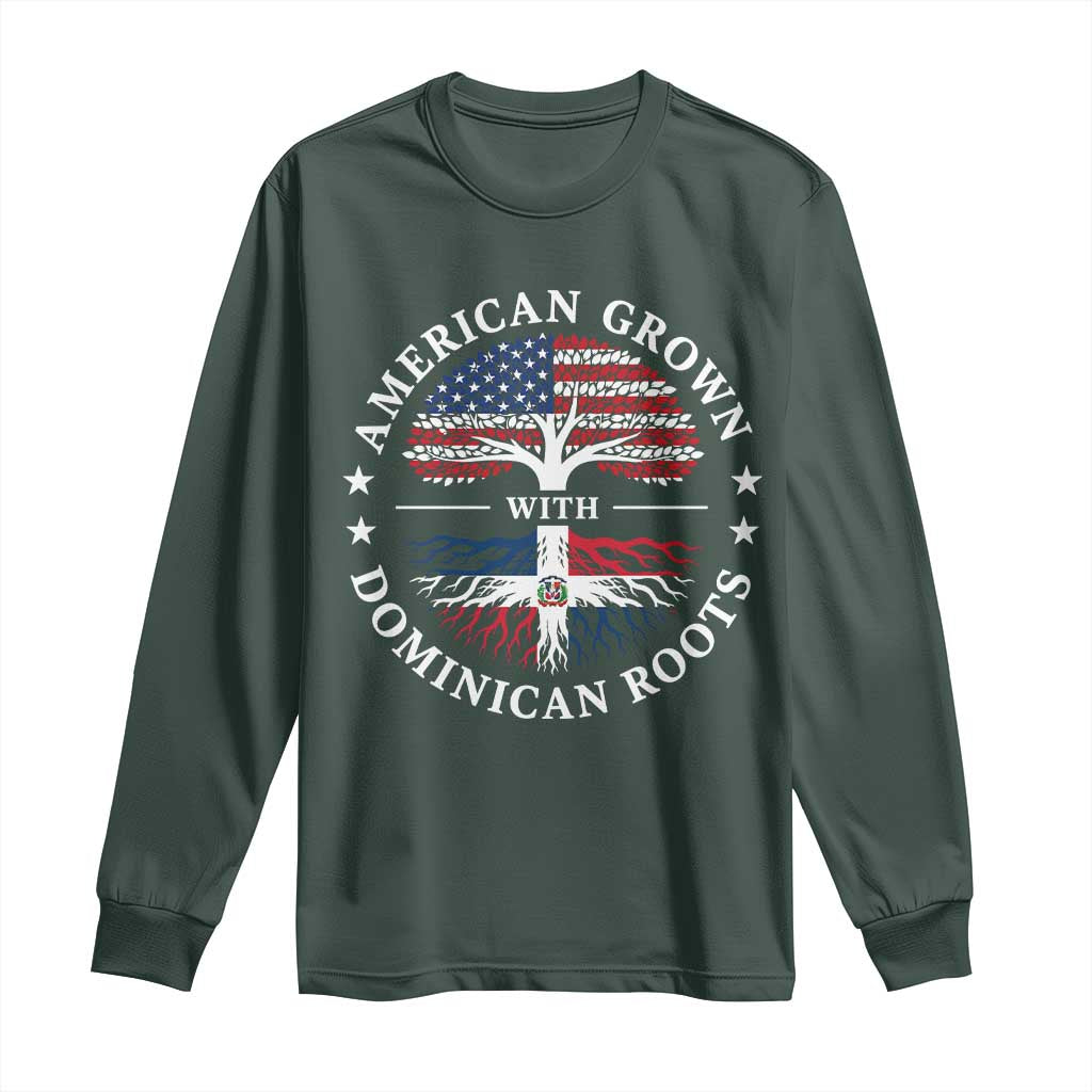 American Grown With Dominican Roots Long Sleeve Shirt USA Dominican Republic Heritage Pride Gift TS10 Dark Forest Green Print Your Wear