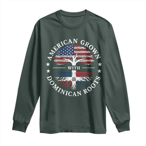 American Grown With Dominican Roots Long Sleeve Shirt USA Dominican Republic Heritage Pride Gift TS10 Dark Forest Green Print Your Wear