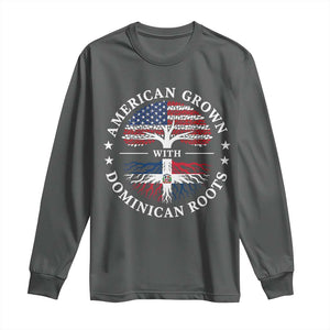 American Grown With Dominican Roots Long Sleeve Shirt USA Dominican Republic Heritage Pride Gift TS10 Dark Heather Print Your Wear