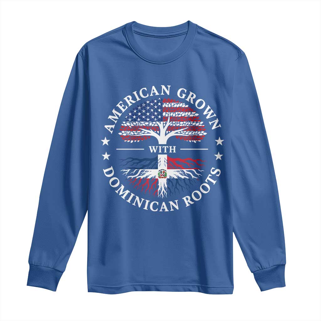 American Grown With Dominican Roots Long Sleeve Shirt USA Dominican Republic Heritage Pride Gift TS10 Royal Blue Print Your Wear