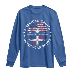 American Grown With Dominican Roots Long Sleeve Shirt USA Dominican Republic Heritage Pride Gift TS10 Royal Blue Print Your Wear
