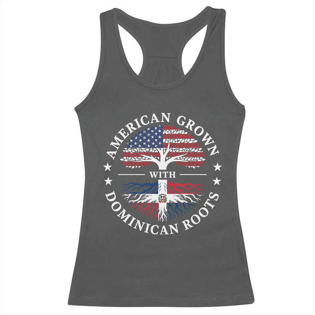 American Grown With Dominican Roots Racerback Tank Top USA Dominican Republic Heritage Pride Gift TS10 Dark Heather Print Your Wear