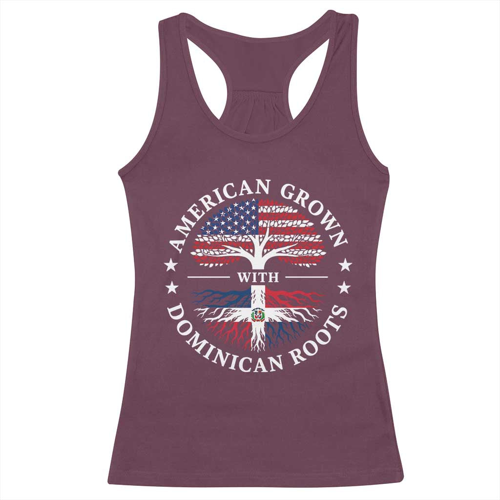 American Grown With Dominican Roots Racerback Tank Top USA Dominican Republic Heritage Pride Gift TS10 Maroon Print Your Wear