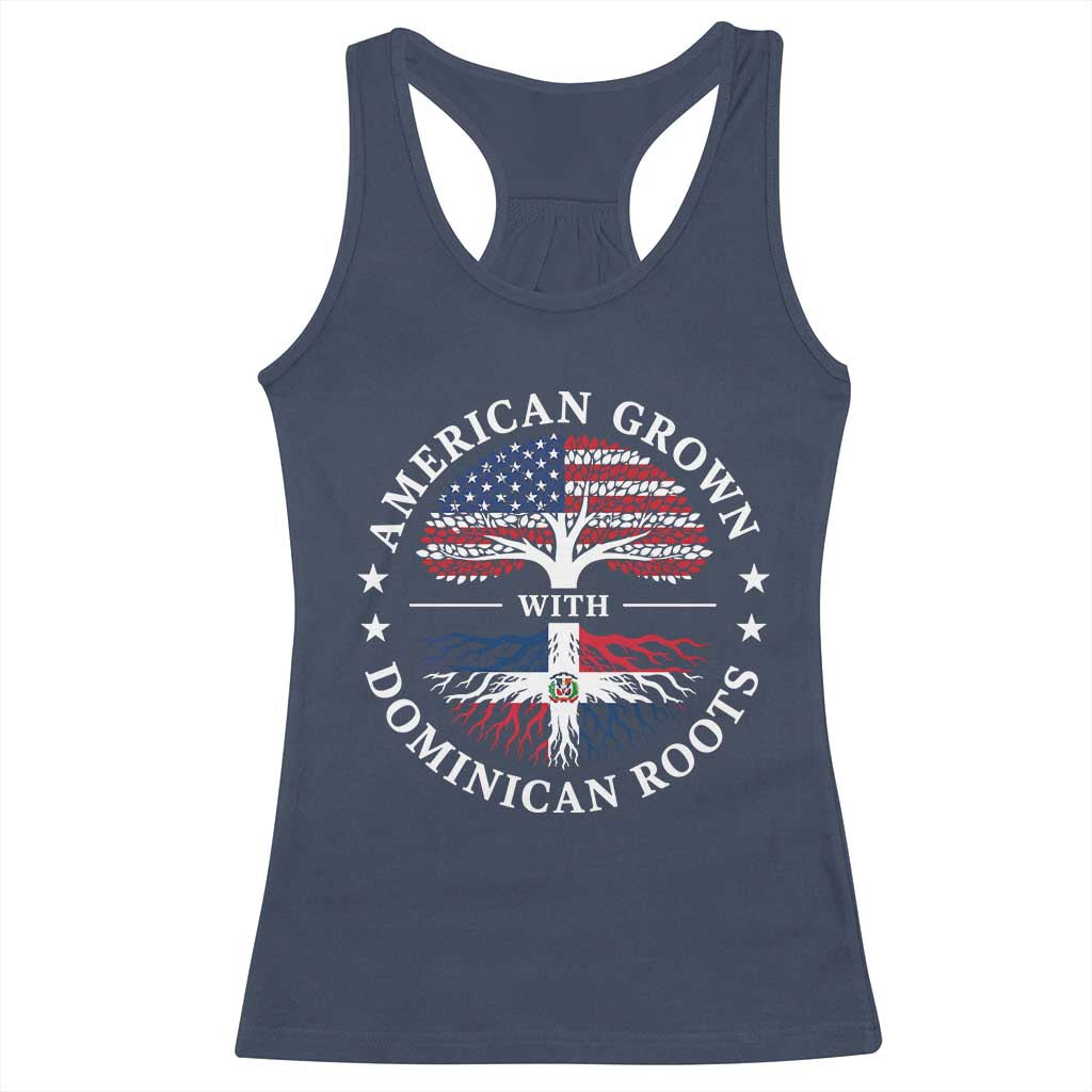 American Grown With Dominican Roots Racerback Tank Top USA Dominican Republic Heritage Pride Gift TS10 Navy Print Your Wear