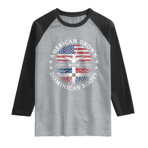 American Grown With Dominican Roots Raglan Shirt USA Dominican Republic Heritage Pride Gift TS10 Heather Gray Black Print Your Wear