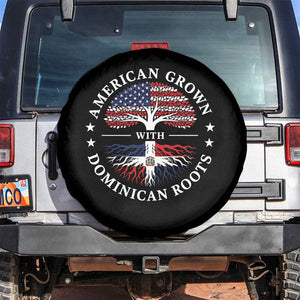 American Grown With Dominican Roots Spare Tire Cover USA Dominican Republic Heritage Pride Gift TS10 No hole Black Print Your Wear