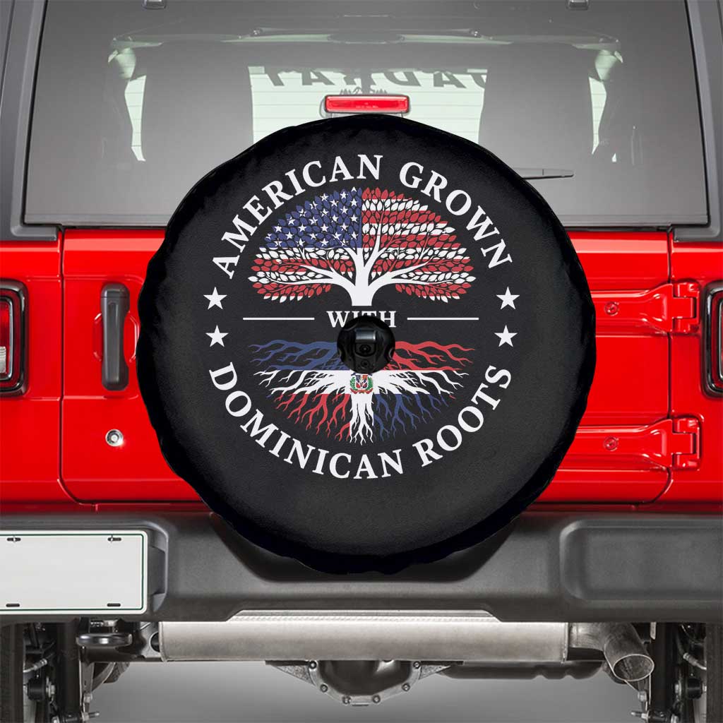American Grown With Dominican Roots Spare Tire Cover USA Dominican Republic Heritage Pride Gift TS10 Black Print Your Wear