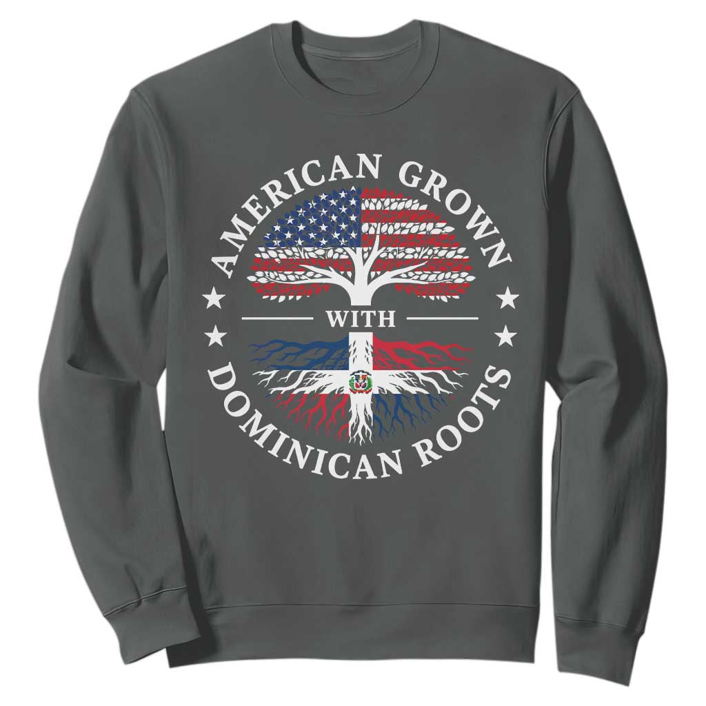 American Grown With Dominican Roots Sweatshirt USA Dominican Republic Heritage Pride Gift TS10 Dark Heather Print Your Wear