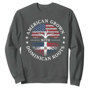 American Grown With Dominican Roots Sweatshirt USA Dominican Republic Heritage Pride Gift TS10 Dark Heather Print Your Wear