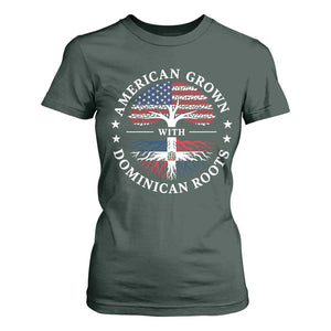 American Grown With Dominican Roots T Shirt For Women USA Dominican Republic Heritage Pride Gift TS10 Dark Forest Green Print Your Wear