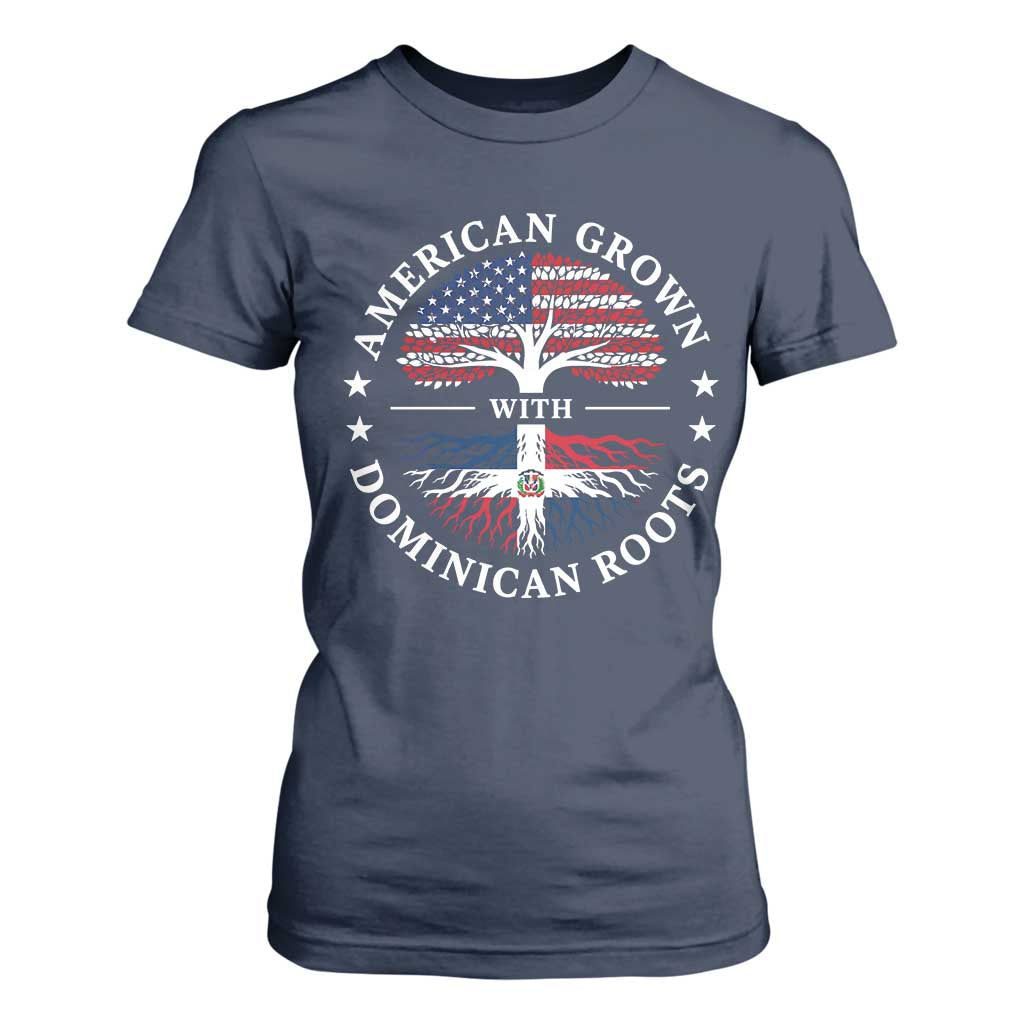 American Grown With Dominican Roots T Shirt For Women USA Dominican Republic Heritage Pride Gift TS10 Navy Print Your Wear