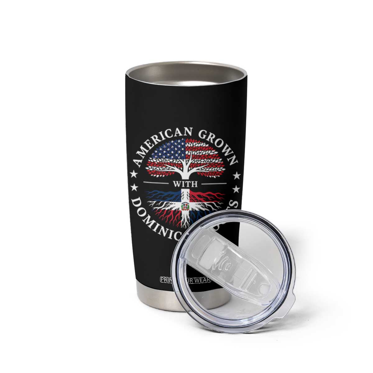 American Grown With Dominican Roots Tumbler Cup USA Dominican Republic Heritage Pride Gift TS10 Print Your Wear