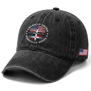 American Grown With Dominican Roots Washed Cotton Baseball Cap USA Dominican Republic Heritage Pride Gift TS10 Print Your Wear
