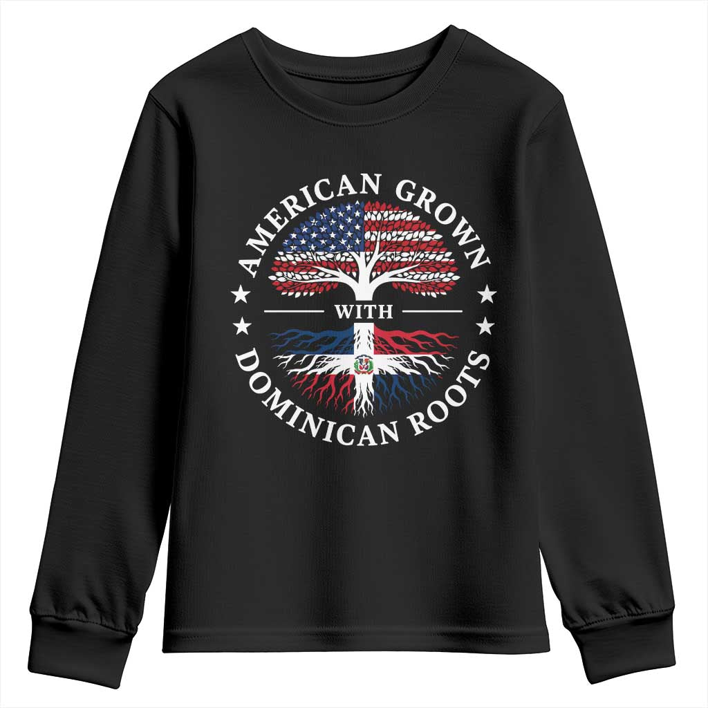 American Grown With Dominican Roots Youth Sweatshirt USA Dominican Republic Heritage Pride Gift TS10 Black Print Your Wear
