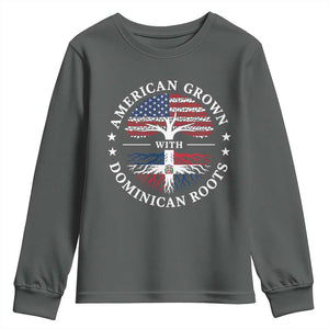 American Grown With Dominican Roots Youth Sweatshirt USA Dominican Republic Heritage Pride Gift TS10 Dark Heather Print Your Wear
