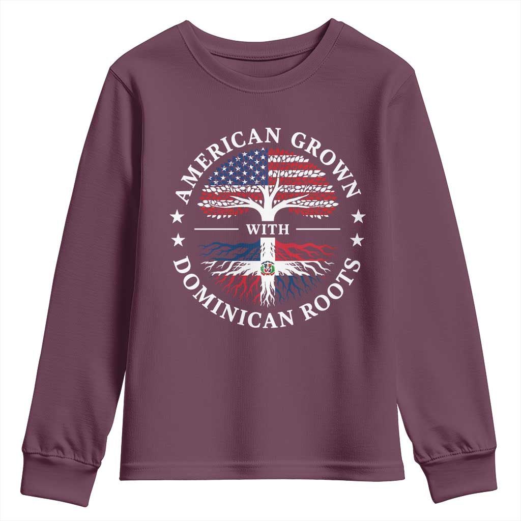 American Grown With Dominican Roots Youth Sweatshirt USA Dominican Republic Heritage Pride Gift TS10 Maroon Print Your Wear