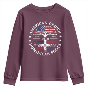American Grown With Dominican Roots Youth Sweatshirt USA Dominican Republic Heritage Pride Gift TS10 Maroon Print Your Wear