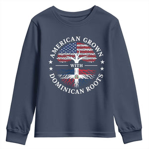 American Grown With Dominican Roots Youth Sweatshirt USA Dominican Republic Heritage Pride Gift TS10 Navy Print Your Wear