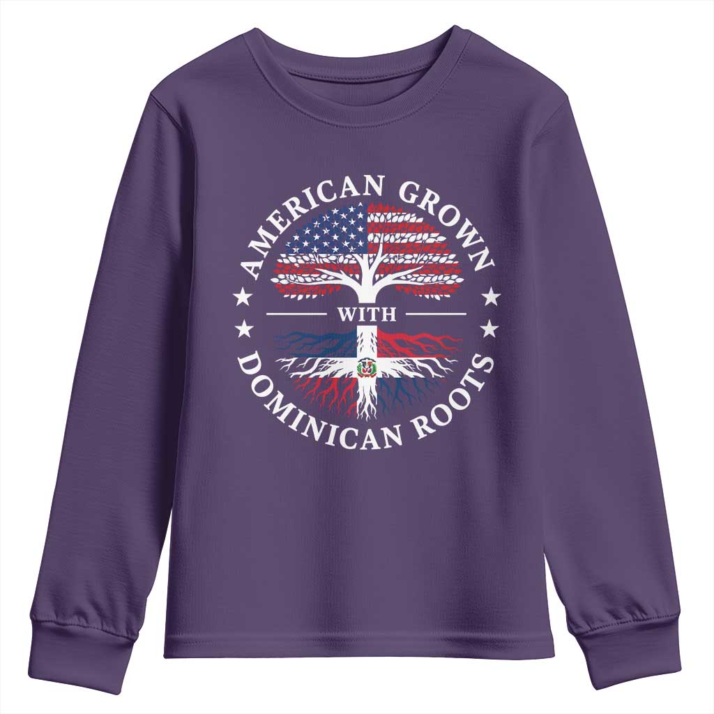 American Grown With Dominican Roots Youth Sweatshirt USA Dominican Republic Heritage Pride Gift TS10 Purple Print Your Wear
