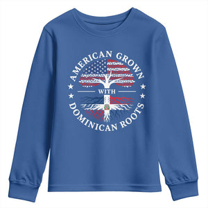 American Grown With Dominican Roots Youth Sweatshirt USA Dominican Republic Heritage Pride Gift TS10 Royal Blue Print Your Wear