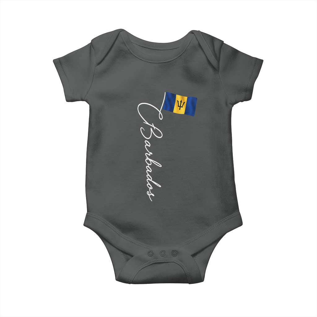Barbados Flag Baby Onesie Elegant Barbados Pride Patriotic Island Heritage Gift TS10 Dark Heather Print Your Wear