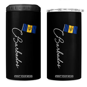 Barbados Flag 4 in 1 Can Cooler Tumbler Elegant Barbados Pride Patriotic Island Heritage Gift TS10 One Size: 16 oz Black Print Your Wear