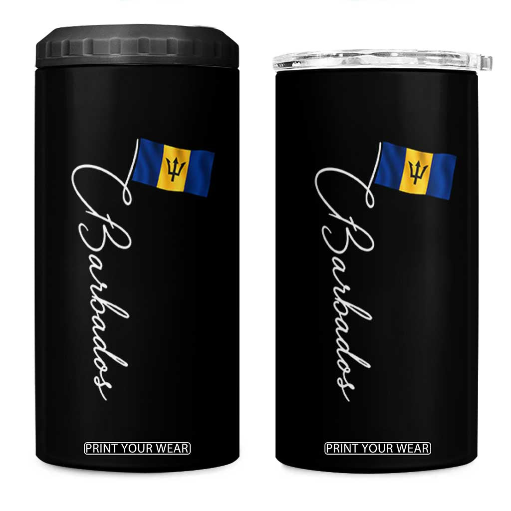 Barbados Flag 4 in 1 Can Cooler Tumbler Elegant Barbados Pride Patriotic Island Heritage Gift TS10 One Size: 16 oz Black Print Your Wear
