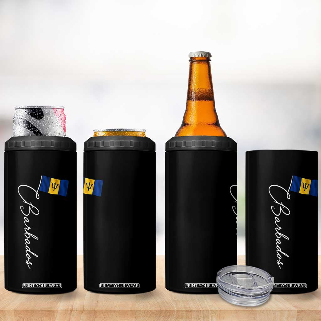 Barbados Flag 4 in 1 Can Cooler Tumbler Elegant Barbados Pride Patriotic Island Heritage Gift TS10 Print Your Wear