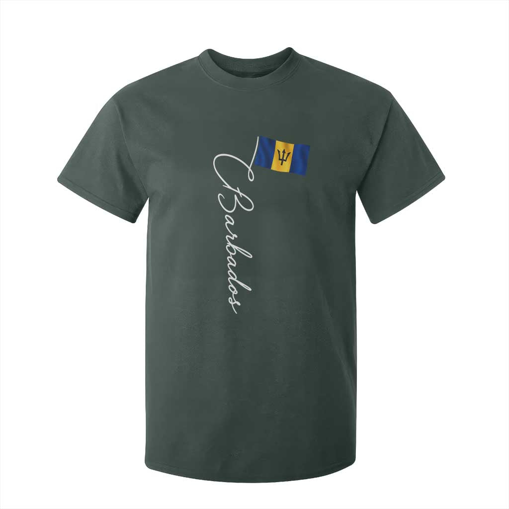 Barbados Flag T Shirt For Kid Elegant Barbados Pride Patriotic Island Heritage Gift TS10 Dark Forest Green Print Your Wear
