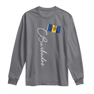 Barbados Flag Long Sleeve Shirt Elegant Barbados Pride Patriotic Island Heritage Gift TS10 Charcoal Print Your Wear