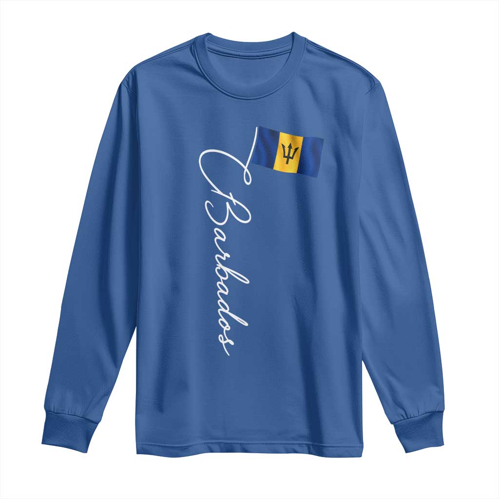 Barbados Flag Long Sleeve Shirt Elegant Barbados Pride Patriotic Island Heritage Gift TS10 Royal Blue Print Your Wear