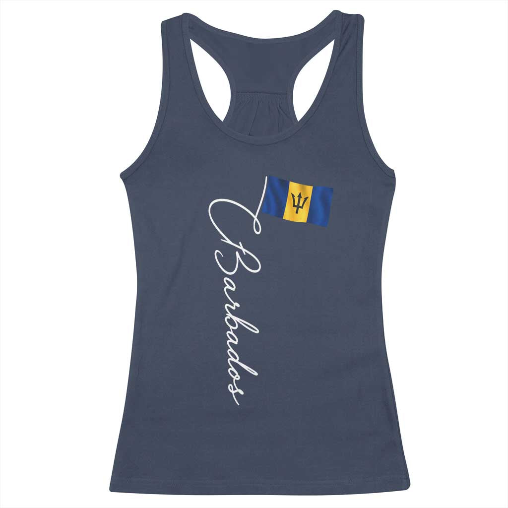 Barbados Flag Racerback Tank Top Elegant Barbados Pride Patriotic Island Heritage Gift TS10 Navy Print Your Wear