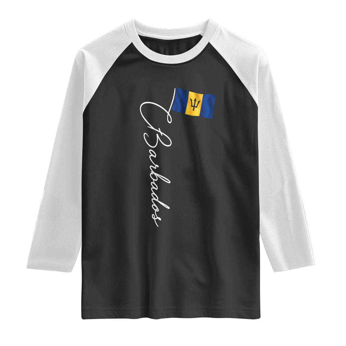Barbados Flag Raglan Shirt Elegant Barbados Pride Patriotic Island Heritage Gift TS10 Black White Print Your Wear