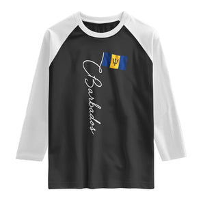 Barbados Flag Raglan Shirt Elegant Barbados Pride Patriotic Island Heritage Gift TS10 Black White Print Your Wear