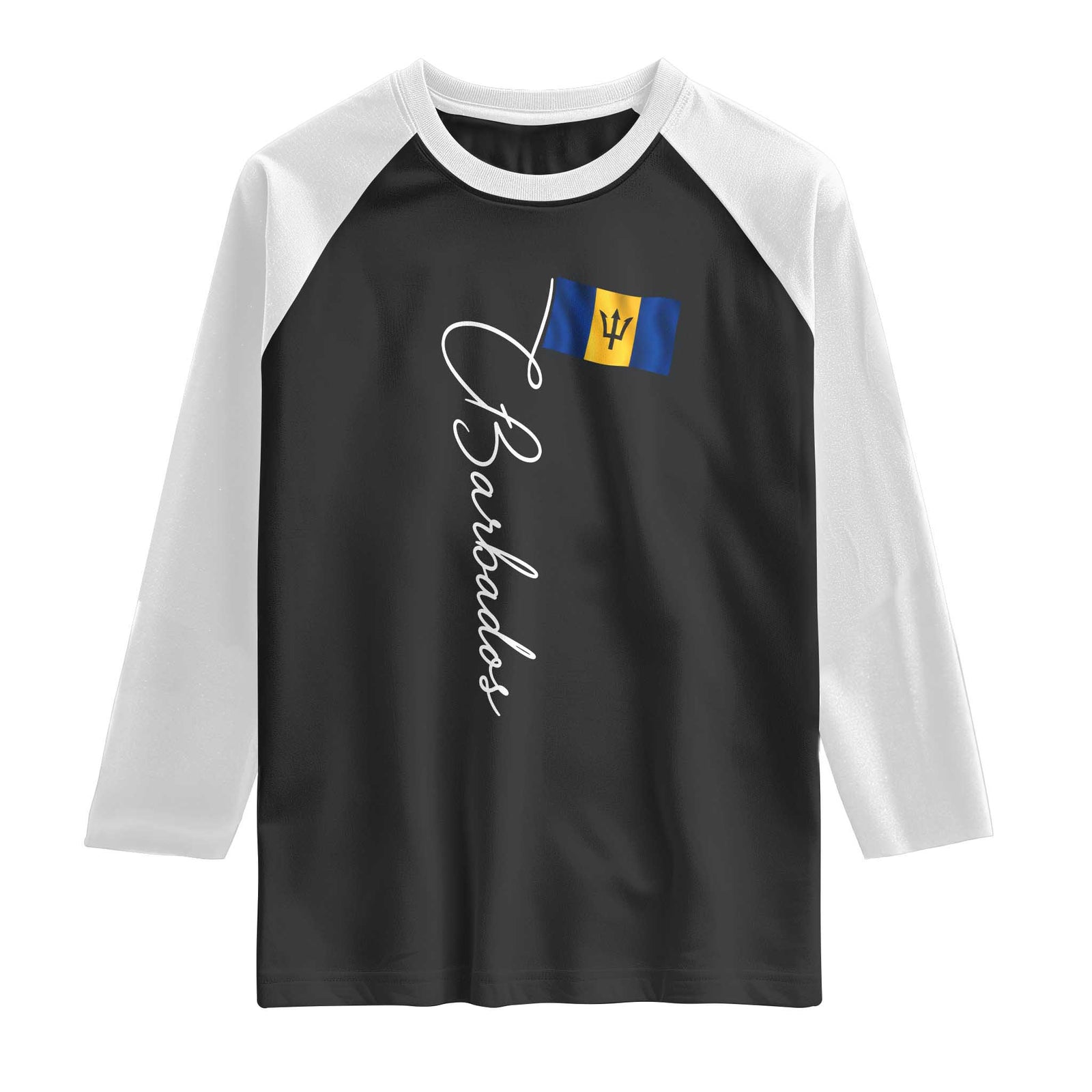 Barbados Flag Raglan Shirt Elegant Barbados Pride Patriotic Island Heritage Gift TS10 Black White Print Your Wear