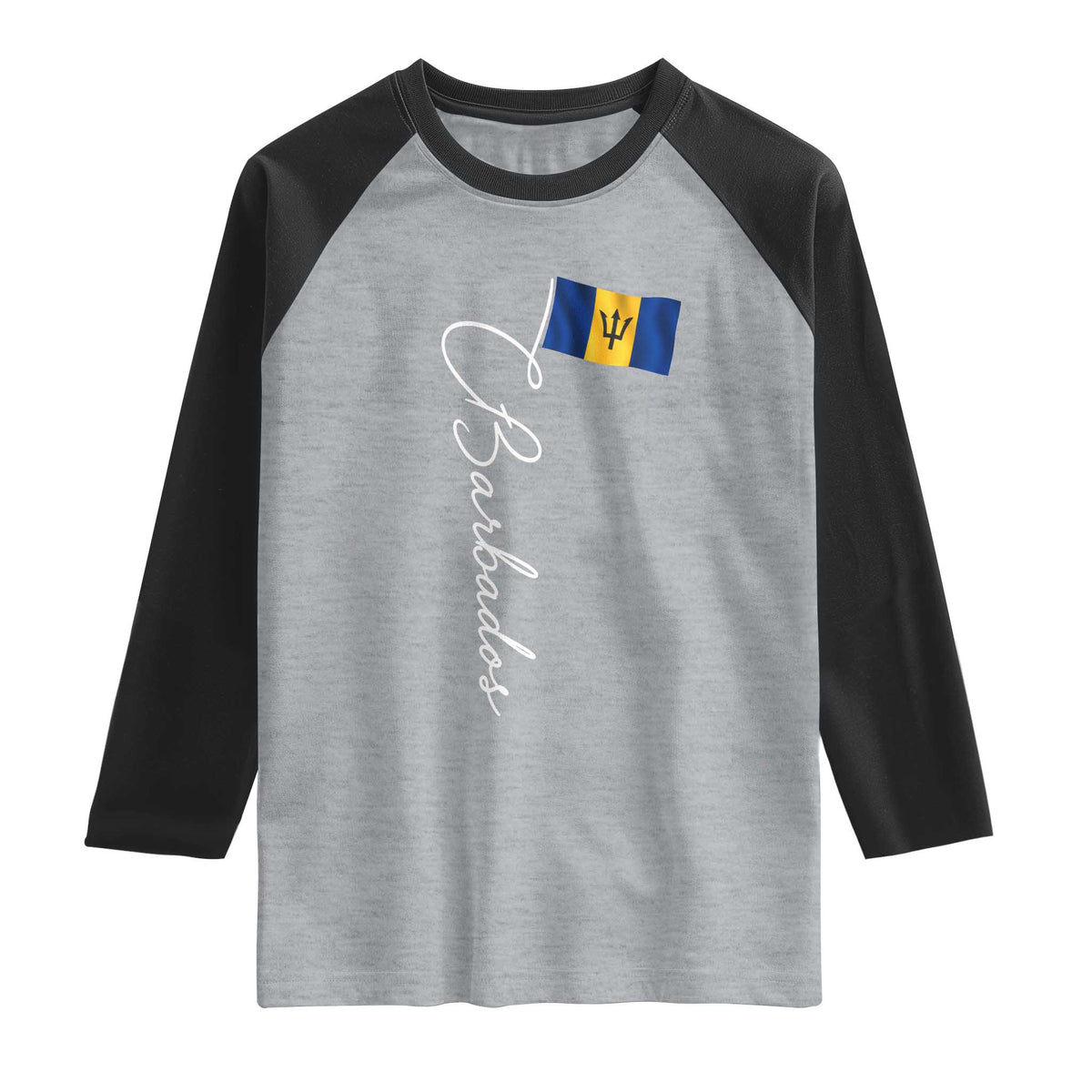 Barbados Flag Raglan Shirt Elegant Barbados Pride Patriotic Island Heritage Gift TS10 Heather Gray Black Print Your Wear