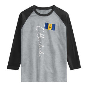 Barbados Flag Raglan Shirt Elegant Barbados Pride Patriotic Island Heritage Gift TS10 Heather Gray Black Print Your Wear