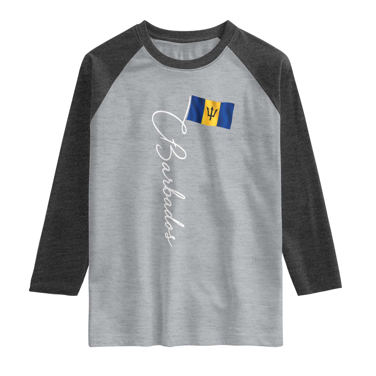 Barbados Flag Raglan Shirt Elegant Barbados Pride Patriotic Island Heritage Gift TS10 Heather Gray Heather Charcoal Print Your Wear