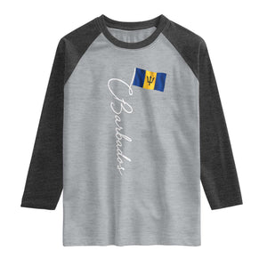 Barbados Flag Raglan Shirt Elegant Barbados Pride Patriotic Island Heritage Gift TS10 Heather Gray Heather Charcoal Print Your Wear