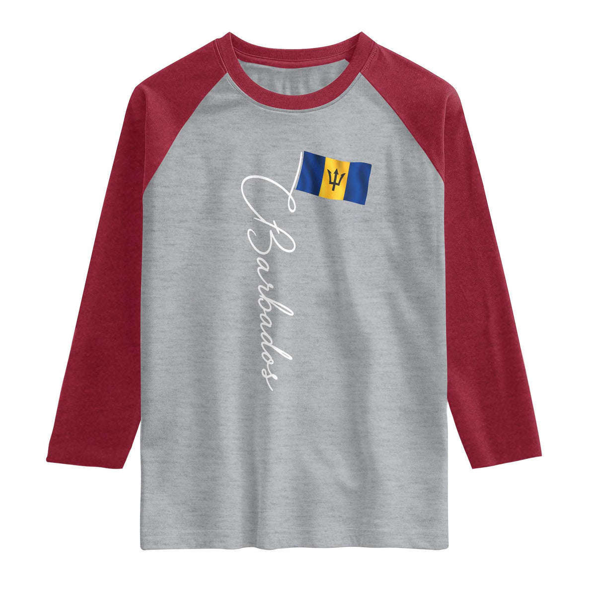 Barbados Flag Raglan Shirt Elegant Barbados Pride Patriotic Island Heritage Gift TS10 Heather Gray Heather Red Print Your Wear
