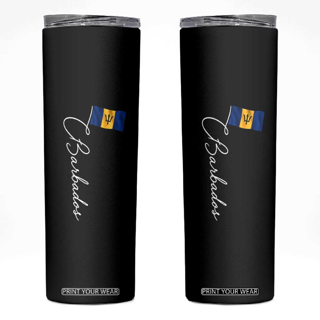 Barbados Flag Skinny Tumbler Elegant Barbados Pride Patriotic Island Heritage Gift TS10 Black Print Your Wear