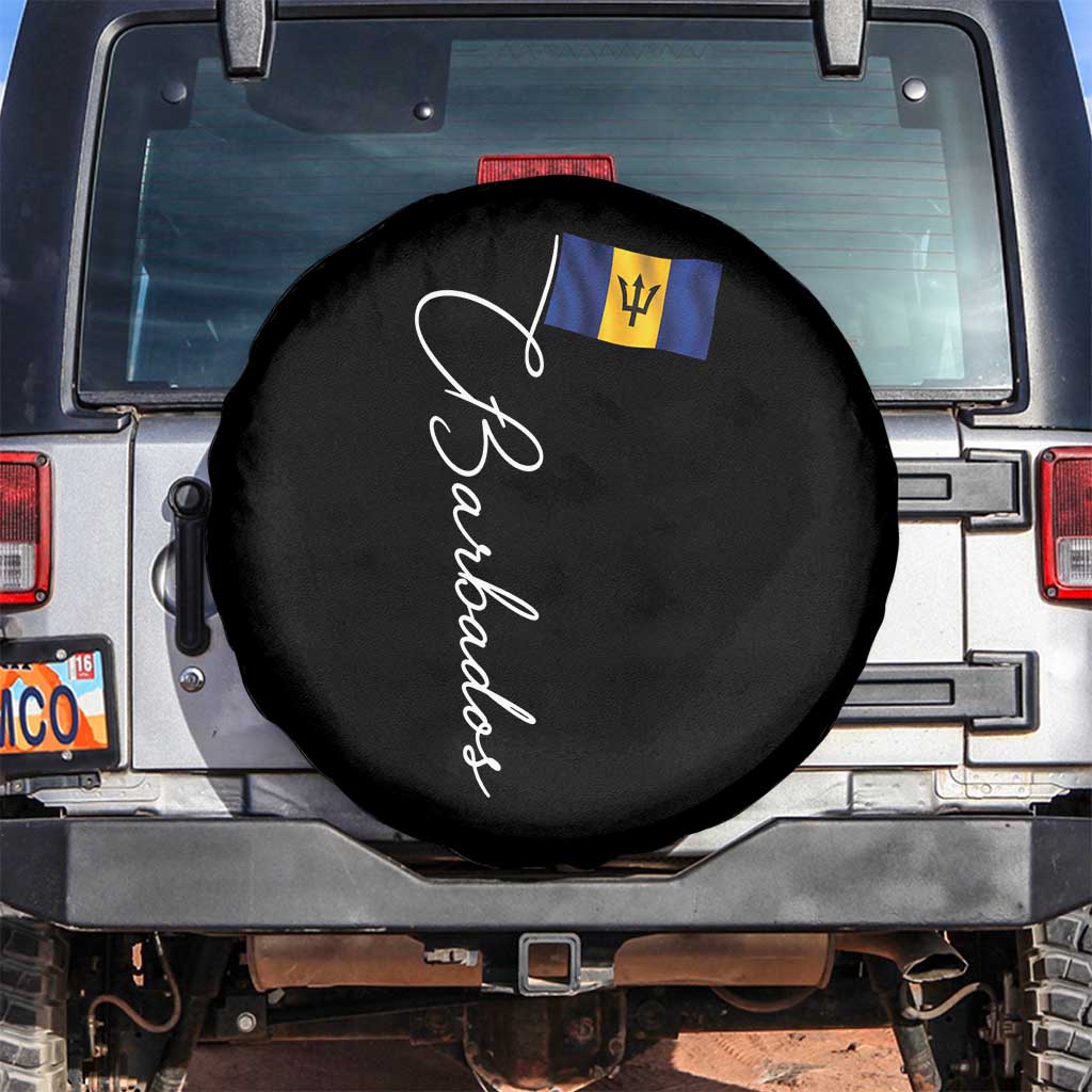 Barbados Flag Spare Tire Cover Elegant Barbados Pride Patriotic Island Heritage Gift TS10 No hole Black Print Your Wear