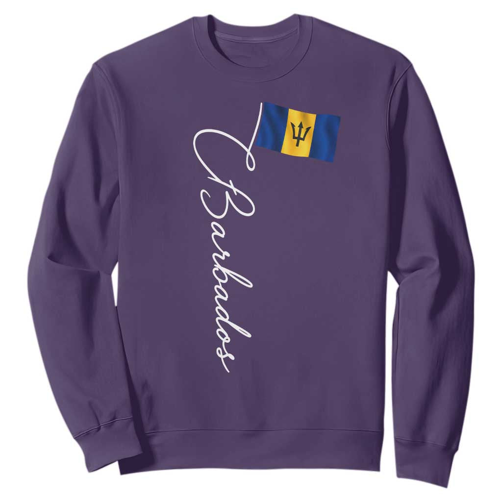 Barbados Flag Sweatshirt Elegant Barbados Pride Patriotic Island Heritage Gift TS10 S Purple Print Your Wear