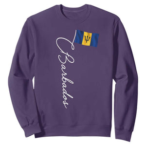 Barbados Flag Sweatshirt Elegant Barbados Pride Patriotic Island Heritage Gift TS10 S Purple Print Your Wear