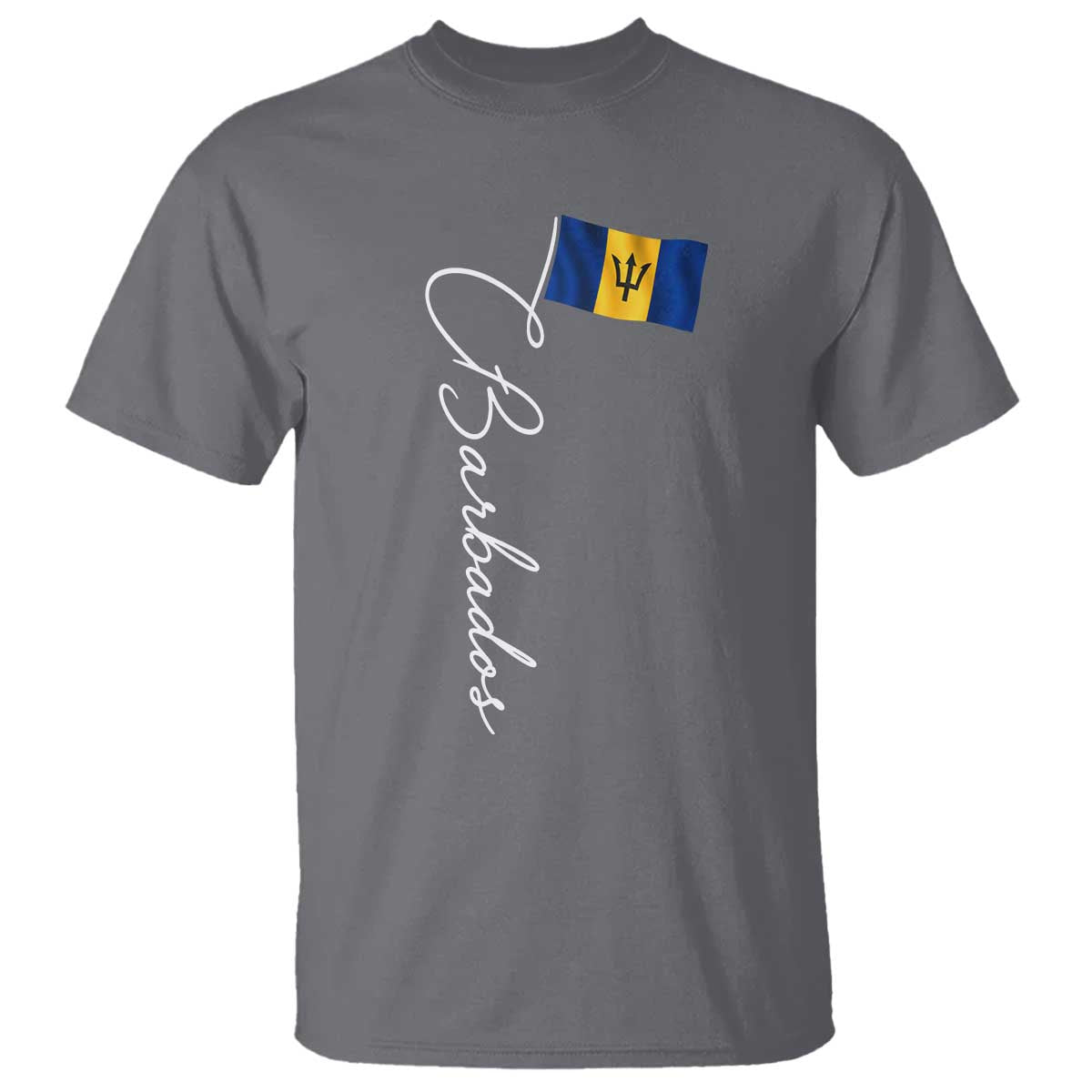 Barbados Flag T Shirt Elegant Barbados Pride Patriotic Island Heritage Gift TS10 Charcoal Print Your Wear