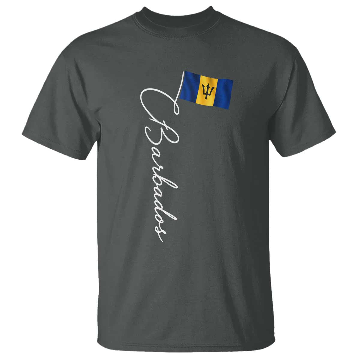 Barbados Flag T Shirt Elegant Barbados Pride Patriotic Island Heritage Gift TS10 Dark Heather Print Your Wear