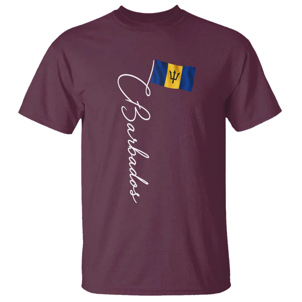 Barbados Flag T Shirt Elegant Barbados Pride Patriotic Island Heritage Gift TS10 Maroon Print Your Wear